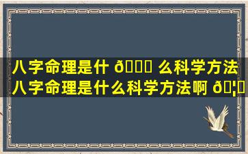 八字命理是什 🐕 么科学方法「八字命理是什么科学方法啊 🦉 」